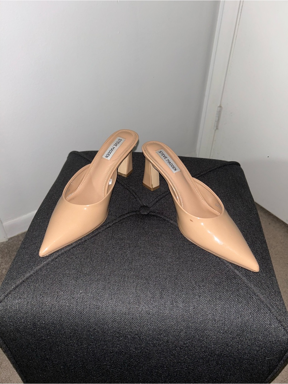 Steve Madden Nude Patent Pointed Mules